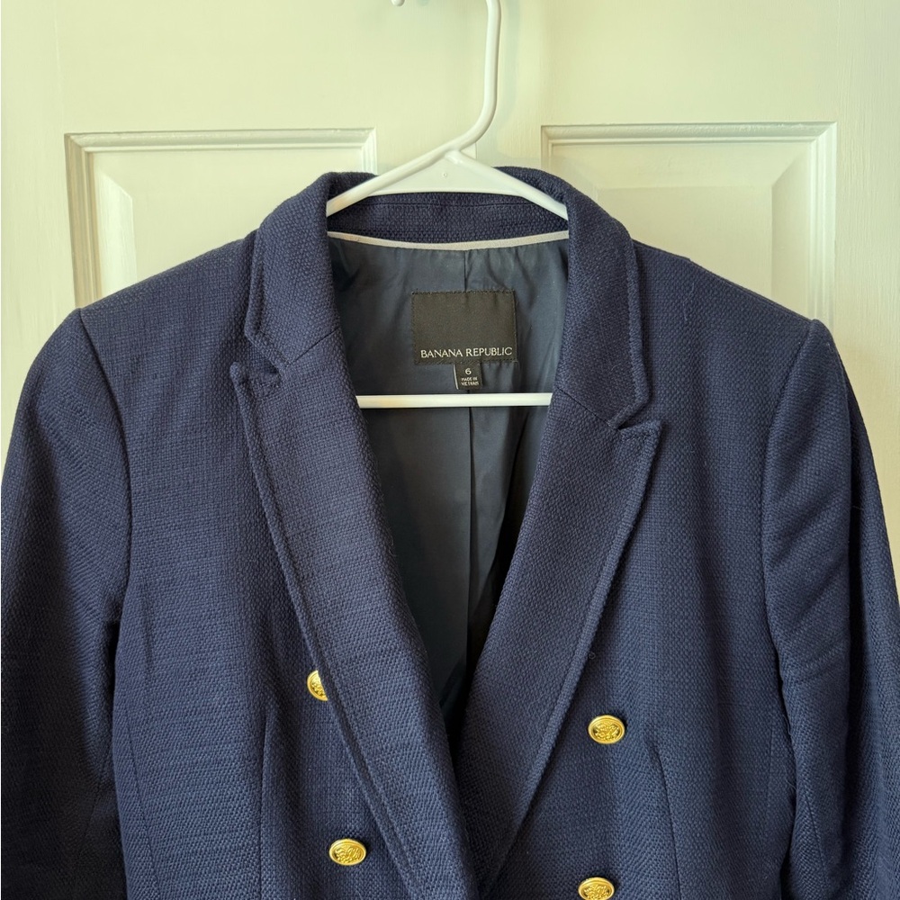 Banana Republic Dark Blue Blazer with Gold Buttons - Picture 3 of 6